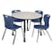 Regency Tables > Height Adjustable > Round Mobile Table & Chair Sets, 48 W, 48 L, 23-34 H, Maple TB48RNDPLAPCBK40NV - alternate 1